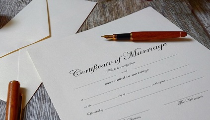 certificado de matrimonio sin rellenar
